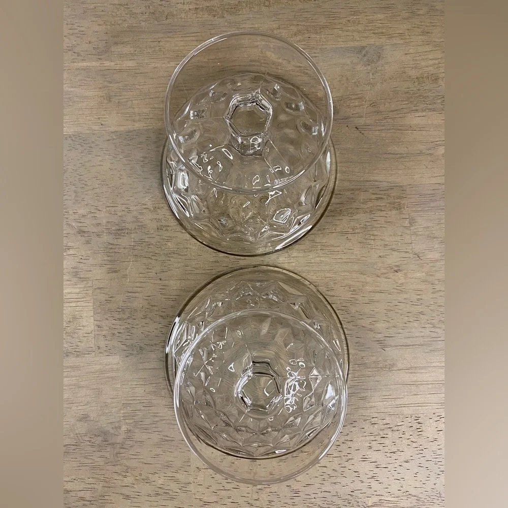 Vintage‎ Set Of 2 Fostoria ‘American Clear Low’ Sherbet Glass Cubist 3 3/8”H